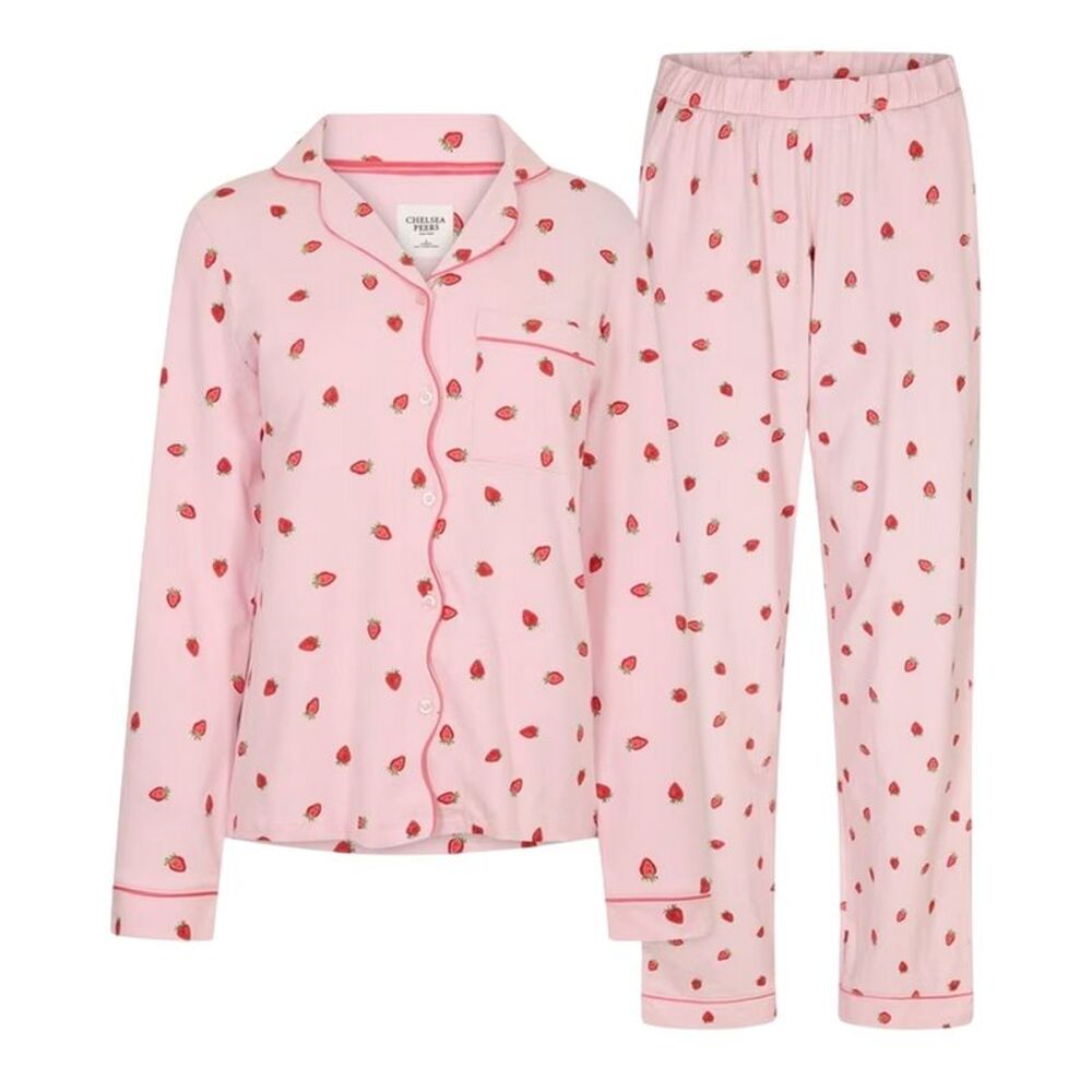 Chelsea Peers Womens/Ladies Strawberry Long Pyjama Set / Pink/Red